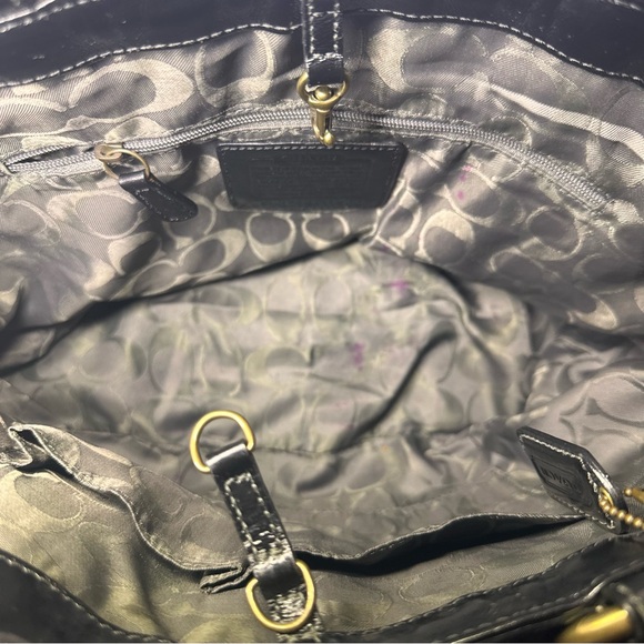 Coach Black Patent Leather Laced Gallery Tote Bag Purse 11500 - Picture 7 of 9
